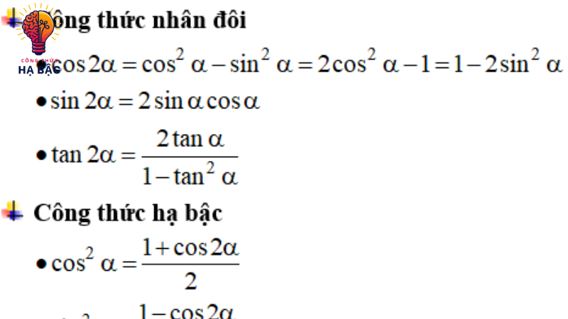 công thức hạ bậc cos mũ 2