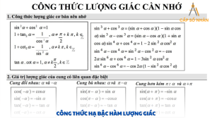 công thức hạ bậc hàm lượng giác